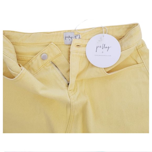 NEW Princess Polly Hallie Yellow/Lemon Denim High Rise Mini Skirt, LAST SZ 12 - Picture 8 of 11